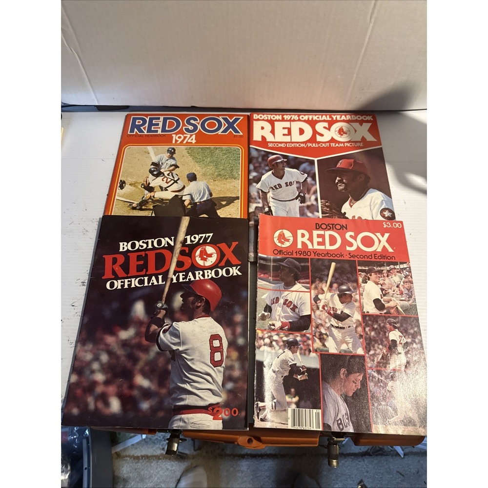Boston Red Sox Vintage Yearbook Program Large Lot Of 4 1974‎ 1976 1977 1980 Yaz